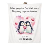 Unictop Gifts for Her Him, Wedding Anniversary Blanket Gift for Couple, Birthday Gifts for Boyfriend Girlfriend, Romantic I Love You Gift, Wedding Presents for Wife Husband, Penguin Blanket