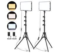 Unicucp 2 Pack LED Video Light, Photography Lighting Kit with 62.99'' Tripod Stand, Dimmable 2500-8500K 22W Studio Lights for Video Recording Game Live Streaming YouTube Podcast Photo