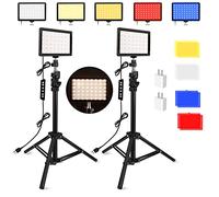Unicucp Photography Video Lighting Kit with 160cm Tripod Stand, LED Studio Streaming Video Light with Color Filter for Video Recording Game Streaming YouTube TikTok Selfie Content Creator Filming