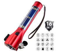 Unicumoo Multifunction Solar Flashlight, Car Emergency Escape Tool with Window Breaker, Seatbelt Cutter, SOS Flashing, Alarm, USB Charging, Magnetic Attachment