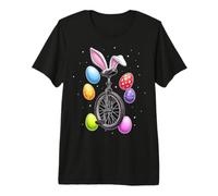 Unicycle Rabbit Eggs Bunny Ears Cute Spring Premium T-Shirt