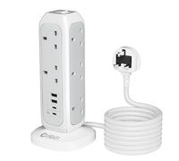 Unidapt Tower Extension Lead,4 USB Slots, 2M Cable, 20W USB C Fast Charger