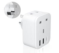 Unidapt UK to Australia Plug Adapter, 3 USB Ports, 20W PD Type C, Type I | Shaver plug input; grounded Australian power adapter for AU NZ China Fiji Argentina