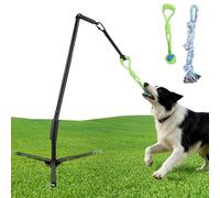 Unidevice Outdoor Tug of War Dog Toy with Reinforced Tripod Base - Heavy Duty Iron 360° Interactive Tether Tug Toy for Backyard Solo Play - Adjustable Spring Pole Rope System for All Breeds