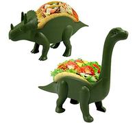 Unido Box Dinosaur Taco Holder - Kids Plastic Novelty Taco Plate - Army Green - Set of 2-1 Triceratops, 1 Brontosaurus (2)