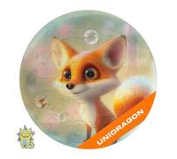 UNIDRAGON Original Wooden Jigsaw Puzzle - Bubblezz Fox, 30 pieces, 9.8"х 9.8" (25 х 25 cm), Baby Toy, Gift For Girls and Boys, Wooden Baby Toys, Wooden Puzzle