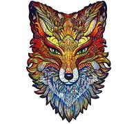 UNIDRAGON Original Wooden Jigsaw Puzzle - Fiery Fox, 197 pcs, Medium 8.6"x12.5", Unique Animal Shaped Puzzle Box, Birthday Gift Idea for Kids, Adults, Girls, Boys, Family Game and Hobby
