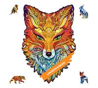 UNIDRAGON Original Wooden Jigsaw Puzzle - Fiery Fox, 700 pcs, Royal Size 16.1"x23.6", Unique Animal Shaped Puzzle Box, Birthday Gift Idea for Kids, Adults, Girls, Boys, Family Game and Hobby