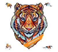 UNIDRAGON Original Wooden Jigsaw Puzzle - Lovely Tiger, 273 pcs, King Size 11.7"x14.7", Unique Animal Shaped Puzzle Box, Birthday Gift Idea for Kids, Adults, Girls, Boys, Family Game and Hobby