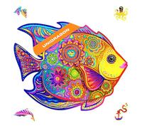 UNIDRAGON Original Wooden Jigsaw Puzzle - Shining Fish, 700 pcs, Royal Size 22.5"x17.5", Unique Animal Shaped Puzzle Box, Birthday Gift Idea for Kids, Adults, Girls, Boys, Family Game and Hobby