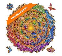 UNIDRAGON Original Wooden Jigsaw Puzzles - Mandala Inexhaustible Abundance, 350 pcs, King Size 13"x13", Beautiful Gift Package, Unique Shape Best Gift for Adults and Kids