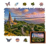 UNIDRAGON Original Wooden Jigsaw Puzzles - Nature Chiang Mai, 125 pcs, Small 9"x6.2", Beautiful Gift Package, Unique Shape Best Gift for Adults and Kids