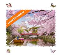 UNIDRAGON Original Wooden Jigsaw Puzzles - Nature Sakura, 125 pcs, Small 9"x6.2", Beautiful Gift Package, Unique Shape Best Gift for Adults and Kids, Wooden Puzzle