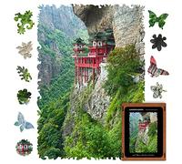UNIDRAGON Original Wooden Jigsaw Puzzles - Nature Soaring Temple, 125 pcs, Small 9"x6.2", Beautiful Gift Package, Unique Shape Best Gift for Adults and Kids