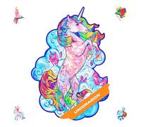 Unidragon Wooden Puzzle Jigsaw, Best Gift for Adults and Kids, Unique Shape Jigsaw Pieces Inspiring Unicorn, 10.2 x 12.6 in (26 x 32 cm) 195 pcs, Medium