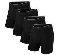 Uniexcosm Mens Boxers with Elastic Waist - Mens Cotton Boxer Briefs Comfortable Boxer Shorts Longer Leg Multipack Cotton Stretch Underwear Trunks Breathable Underpants,XL,Black 4