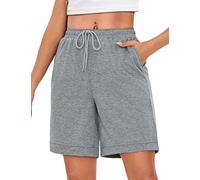 Uniexcosm Women's Sweat Shorts Ladies Short Pyjama Bottoms with Pockets Adjustable Drawstring Summer Sports Running Shorts Loose for Workout Jogging Lounge Athletic Gym Casual Light Grey