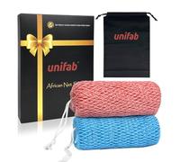 Unifab Authentic African Net Sponge with Knots, 2 Pieces African Exfoliating Net Real Sapo Sponge, Afro Scrub Wash Cloth Body Scrubber for Bath & Shower (Pink & Blue)