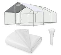 UNIFAMILY 11.1x6.2 Ft Chicken Coop Cover Waterproof, White Chicken Coop Tarp, Chick Tent Cover for Shade, Chicken Run Cage for Sun Resistance (1pack Poultry Cage Tarp)