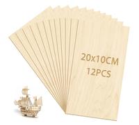 UNIFAMILY 12Pcs 2mm Thin Balsa Wood Sheets for Model Making, 200x100x2mm, Easy to Cut for Carving Art Projects, Painting and Home Decoration