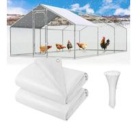 UNIFAMILY 2pcs Chicken Coop Cover Waterproof, 11.1x6.2 Ft White Chicken Coop Tarp, Poultry Coop Tent for Shade, Chicken Run Cover for Sun Resistance