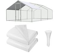 UNIFAMILY 2pcs Chicken Coop Cover Waterproof, 11.1x6.2 Ft White Chicken Coop Tarp, Poultry Coop Tent for Shade, Chicken Run Cover for Sun Resistance