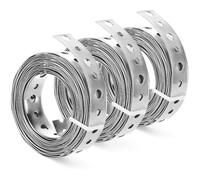 UNIFAMILY 3 Rolls 3/4 Inch × 10FT Galvanised Steel Band Metal Fixing Strap with Perforated Holes Builders Fence Brackets Fixing Banding Pipe Bracket for Pipe Support DIY Project