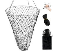 UNIFAMILY 35Inch Deepth Drop Net for Pier Fishing Foldable Pier Fishing Net Kit with 49.2 FT Rope Soft Steel Hoop for Minnows, Crawfish, Shrimp (W80cm)