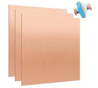UNIFAMILY 3Pcs Copper Sheet 0.5mm, 4" x 4" 99.9% Pure Copper Plate, Processable Metal Sheet for DIY Project, Jewellery, Maintenance, Production