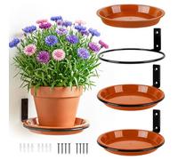 UNIFAMILY Wall Plant Holder Metal, 3 Pack Flower Pot Holder Ring Plant Stand for Wall Mount with Plant Trays, Wall Mounted Planter Pot Holder Plant Hanging Bracket for Home or Garden