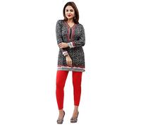Unifiedclothes Elegant Indian Kurti for Women - Versatile Ethnic Tunic for All Occasion Casual Short Tunic 40A (UK 20|Bust Size 44"|Size 48" (3XL)) Black