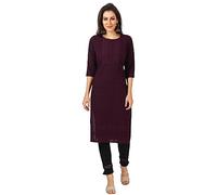 Unifiedclothes Elegant Indian Kurti for Women - Versatile Ethnic Tunic for All Occasion CK116WN Chikankari Indians 100% Viscose 42 Inches BlackCasual (Numeric_18) Wine