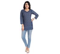 Unifiedclothes Elegant Indian Kurti for Women - Versatile Ethnic Tunic for All Occasion MID576 Indians Polyester Blue GraphicCasual (Numeric_10) Blue