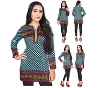 Unifiedclothes Elegant Indian Kurti for Women - Versatile Ethnic Tunic for All Occasion Printed Short Tunic EXE01A (UK 18|Bust Size 42"|Size 46" (2XL)) Multicolor