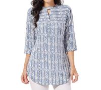 Unifiedclothes Elegant Indian Kurti for Women - Versatile Ethnic Tunic for All Occasion SC2731 Indians Length 30 inches APX Crepe Blue Floral Any OcassionCasual (Numeric_12) Blue