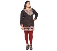 Unifiedclothes Kurti for Women: Premium Indian Kurtis Ethnic Tops - Stylish Tunics for Casual, Party and Festive Wear Plus Size Pakistani Tunic EPlus112A (Bust Size 42"|Size 46" (2XL)) Black