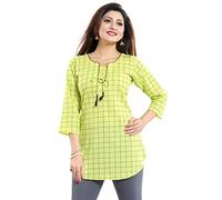Unifiedclothes Kurti for Women: Premium Indian Kurtis Ethnic Tops - Stylish Tunics for Casual, Party and Festive Wear Ethnic Tunic Cotton Printed for Women NK44G (UK 16|Bust 40"|44" (XL)) Green