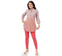 Unifiedclothes Kurti for Women: Premium Indian Kurtis Ethnic Tops - Stylish Tunics for Casual, Party and Festive Wear DKS24 Indians Cotton Off-White FloralCasual (Numeric_14) 0ff-White