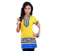 Unifiedclothes Kurti for Women: Premium Indian Kurtis Ethnic Tops - Stylish Tunics for Casual, Party and Festive Wear Casual Short Tunic 106C (UK 8|Bust Size 32"|Size 36" (XSmall)) Yellow