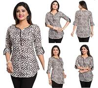 Unifiedclothes Kurti for Women: Premium Indian Kurtis Ethnic Tops - Stylish Tunics for Casual, Party and Festive Wear Fancy Tunic MM139Brown (UK 12|Bust 36"|40" Med)