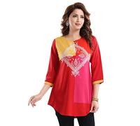 Unifiedclothes Kurti for Women: Premium Indian Kurtis Ethnic Tops - Stylish Tunics for Casual, Party and Festive Wear Tunic Printed Short SC2408S (12)