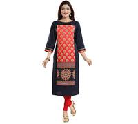 Unifiedclothes Kurti for Women: Premium Indian Kurtis Ethnic Tops - Stylish Tunics for Casual, Party and Festive Wear Cotton Printed Ethnic Tunic Multicoloured SC1066 (UK 18|Bust 42"|46" (2XL))