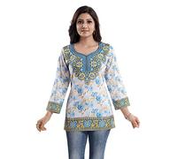 Unifiedclothes Kurti for Women: Premium Indian Kurtis Ethnic Tops - Stylish Tunics for Casual, Party and Festive Wear Indians Party Casual MID551 (Numeric_10) White