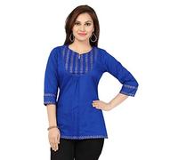 Unifiedclothes Kurti for Women: Premium Indian Kurtis Ethnic Tops - Stylish Tunics for Casual, Party and Festive Wear Indians Party Casual MM59A (Numeric_18) Blue