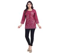 Unifiedclothes Kurti for Women: Premium Indian Kurtis Ethnic Tops - Stylish Tunics for Casual, Party and Festive Wear Indians Party Magenta Short Casual MID555 (Numeric_20) Magenta
