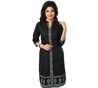 Unifiedclothes Kurti for Women: Premium Indian Kurtis Ethnic Tops - Stylish Tunics for Casual, Party and Festive Wear MM72FBA Indians 100% Cotton 42 Inches BlackCasual (Numeric_12) Black