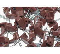 Unifix 50 x Brown 6mm FT&E Flat Cable Clips for Twin Coax Cable Webro WF100, 13mm Wide
