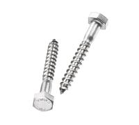 Unifizz 10 Pcs Hex Lag Screws, M6 x 45mm 304 Stainless Steel Wood Bolts, Half Thread Self-Tapping Screws for Timber and Decking, Heavy Duty Fasteners