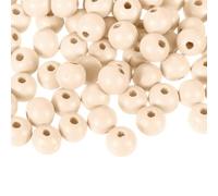 Unifizz 100Pcs 12mm Colourful Natural Wood Beads, Large Hole Round Spacer Beads for DIY Crafting, Jewellery Making, Bracelets, Garlands, Home Décor and Festival Decorations(Khaki)