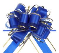 Unifizz 10pcs 6 Inch Blue Pull Bows with Gold Edge Ribbon Large Gift Bows for Valentine's Day Xmas Holiday Decoration Baskets Gift Wrapping